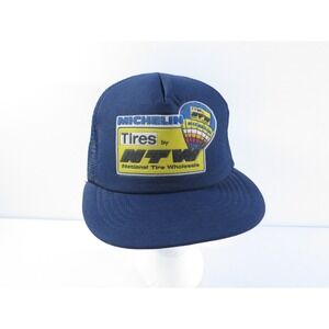 Vintage Michelin NTW Tires Blue Foam‎ Mesh Trucker Snapback Hat Hot Air Balloon